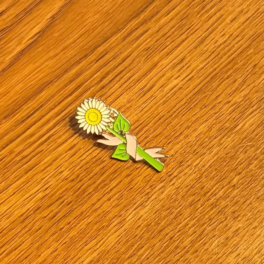 Women’s Accessories Cute Sunflower Enamel Pin-White, Yellow, Pink, Green, & Gold